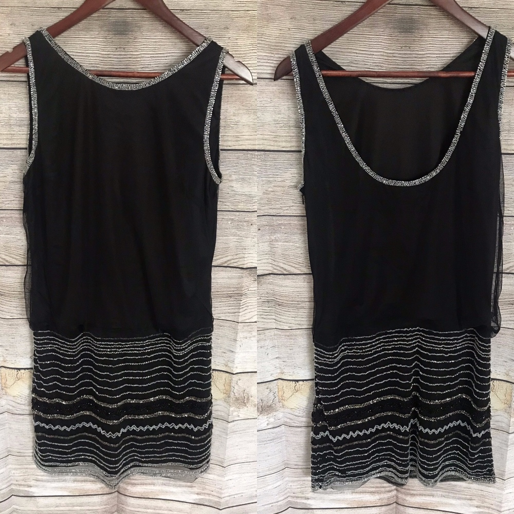 Adrianna Papell Sleeveless Beaded Mini Dress great for semi formal event